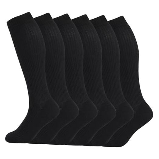 +MD Cotton Compression Socks for Women & Men 4/6 10-13 6 Pairs Black 15-20mmHg