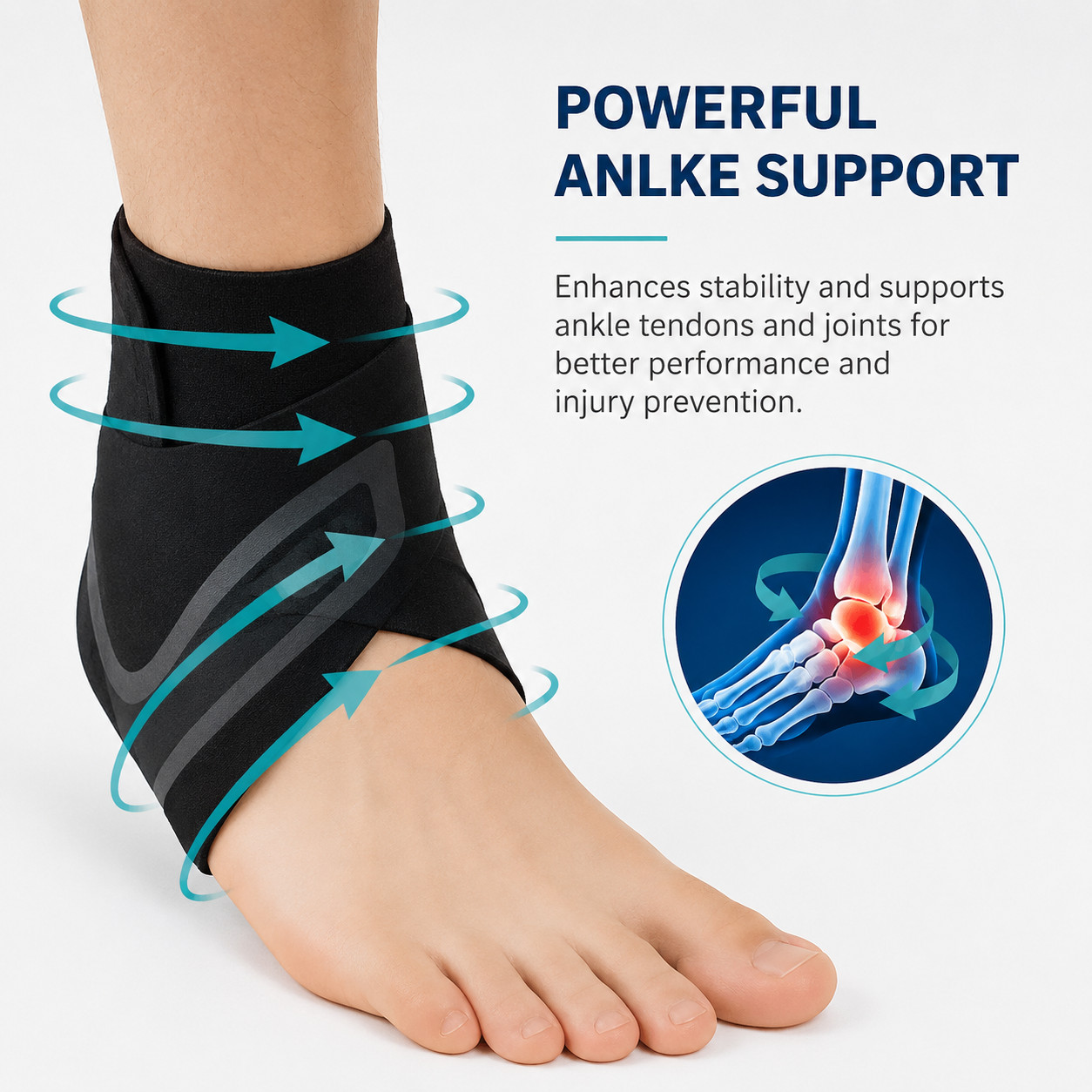 Ankle Brace Support Compression Sleeve Foot Wrap Sports Sprain Pain Relief