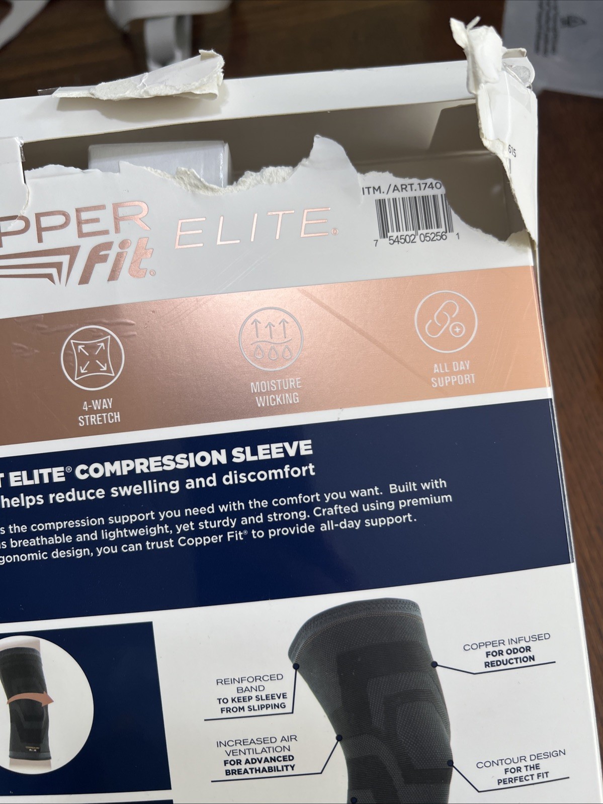 Copper Fit Elite Compression Knee Sleeve 2 Pack L/XL 16-20″ Airflow Technology