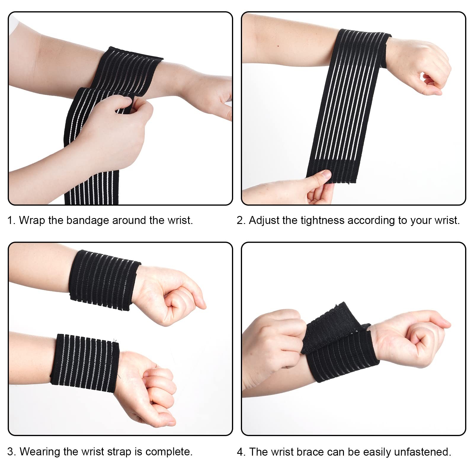 Black Elastic Wrist Compression Bandage Adjustable Wrist Strap Hand Brace Wra…