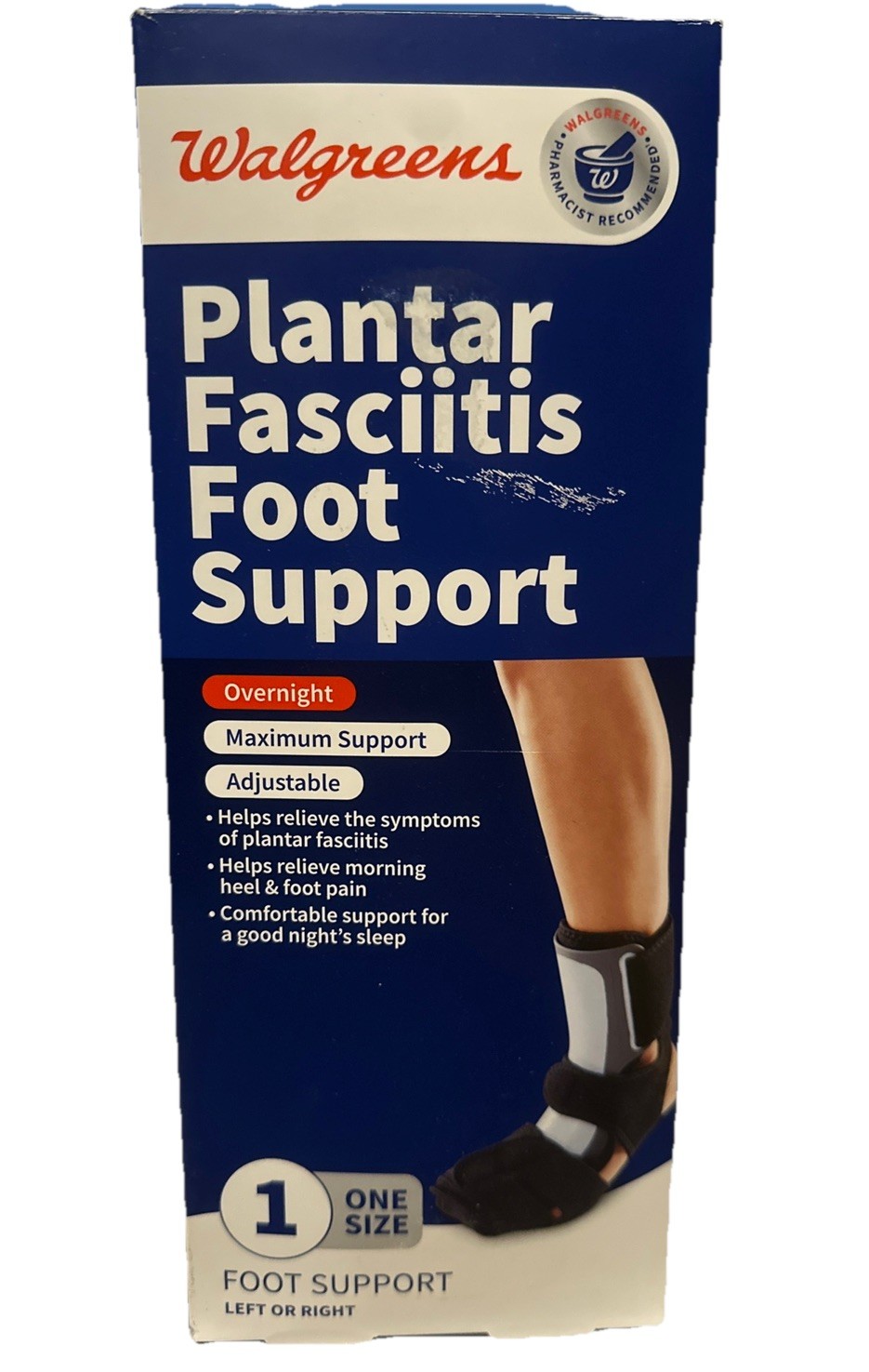WALGREENS PLANTAR FASCIITIS FOOT SUPPORT OVERNIGHT, MAXIMUM SUPPORT, ADJUSTABLE