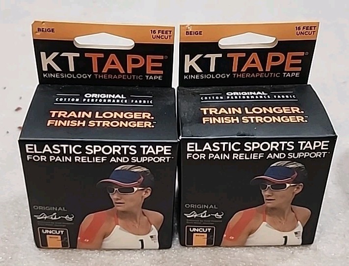 (2) KT TAPE Original Cotton Elastic Kinesiology Therapeutic Tape 16′ Uncut