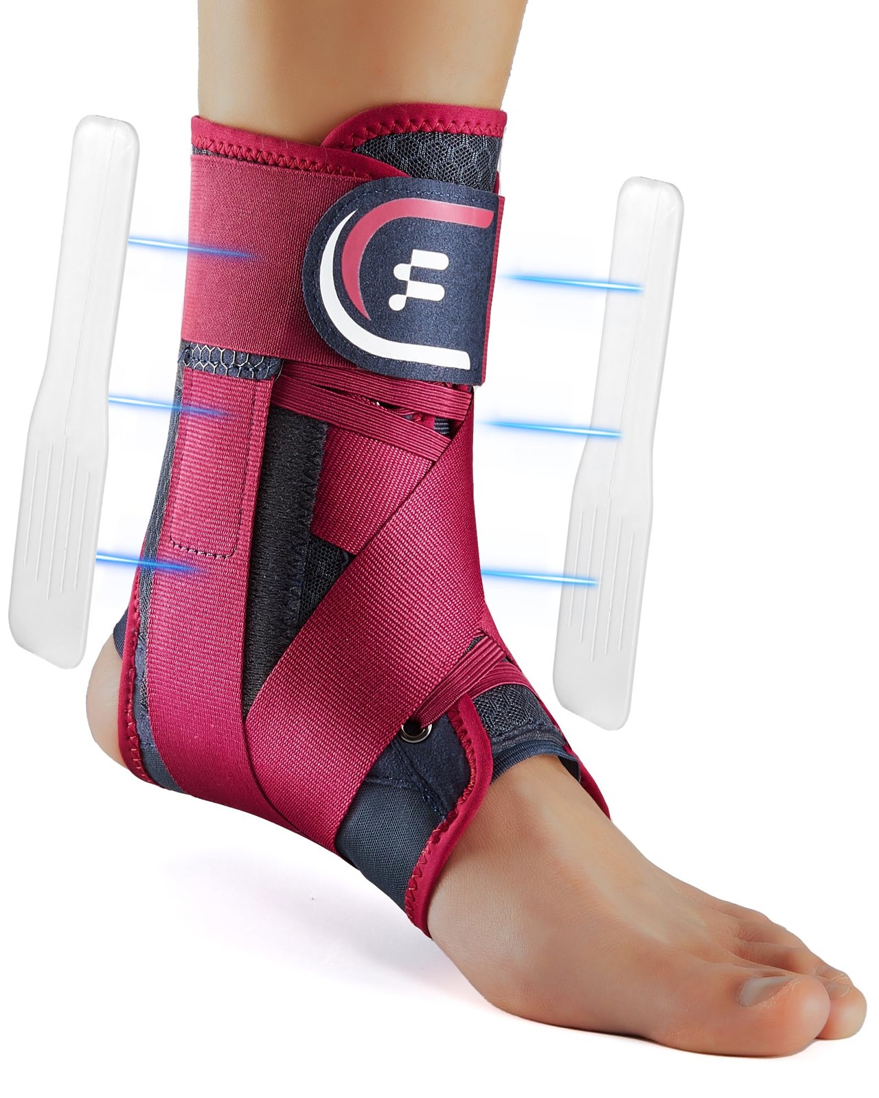 Fitomo Ankle Brace for Women Men with Quick Lace Up, Adjustable L, Rose