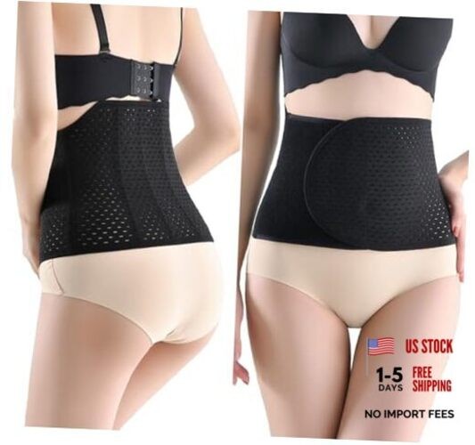 SUJAYU Abdominal Binder Post Surgery, Breathable Belly Band Medium Black