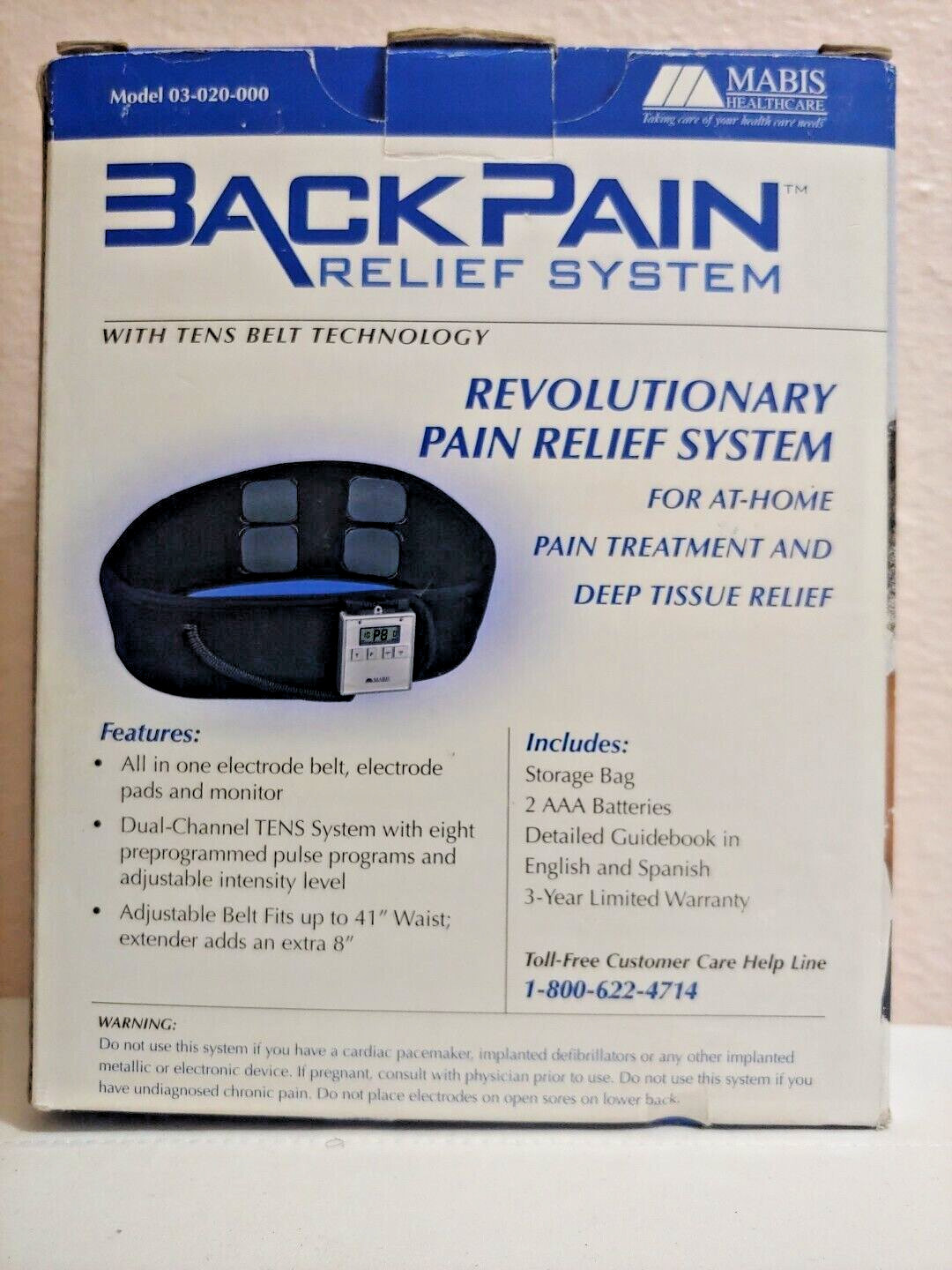 Mabis Back Pain Relief System With Tens Belt Technology