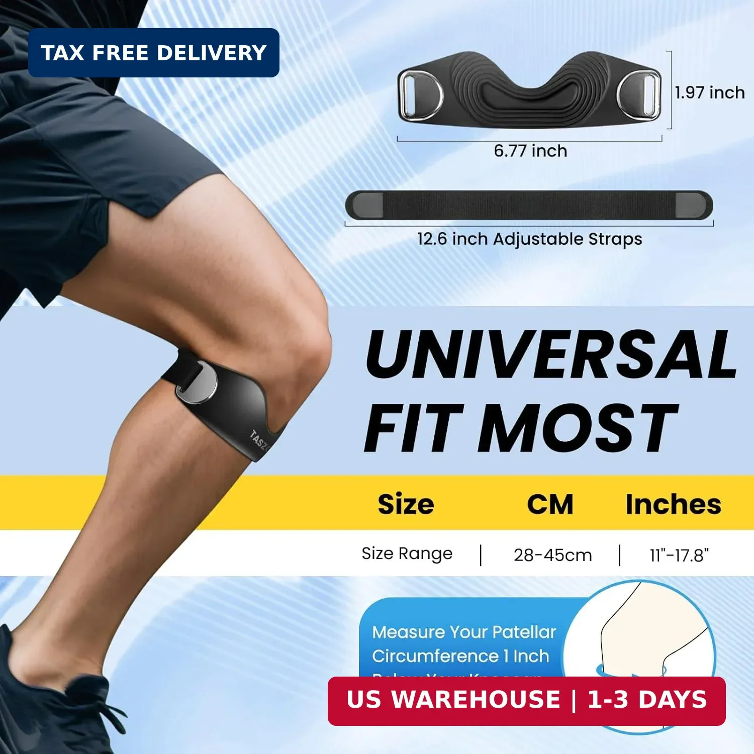 2 Pack Patellar Tendon Support Strap,Adjustable Non-Slip Active Knee Pain Relief