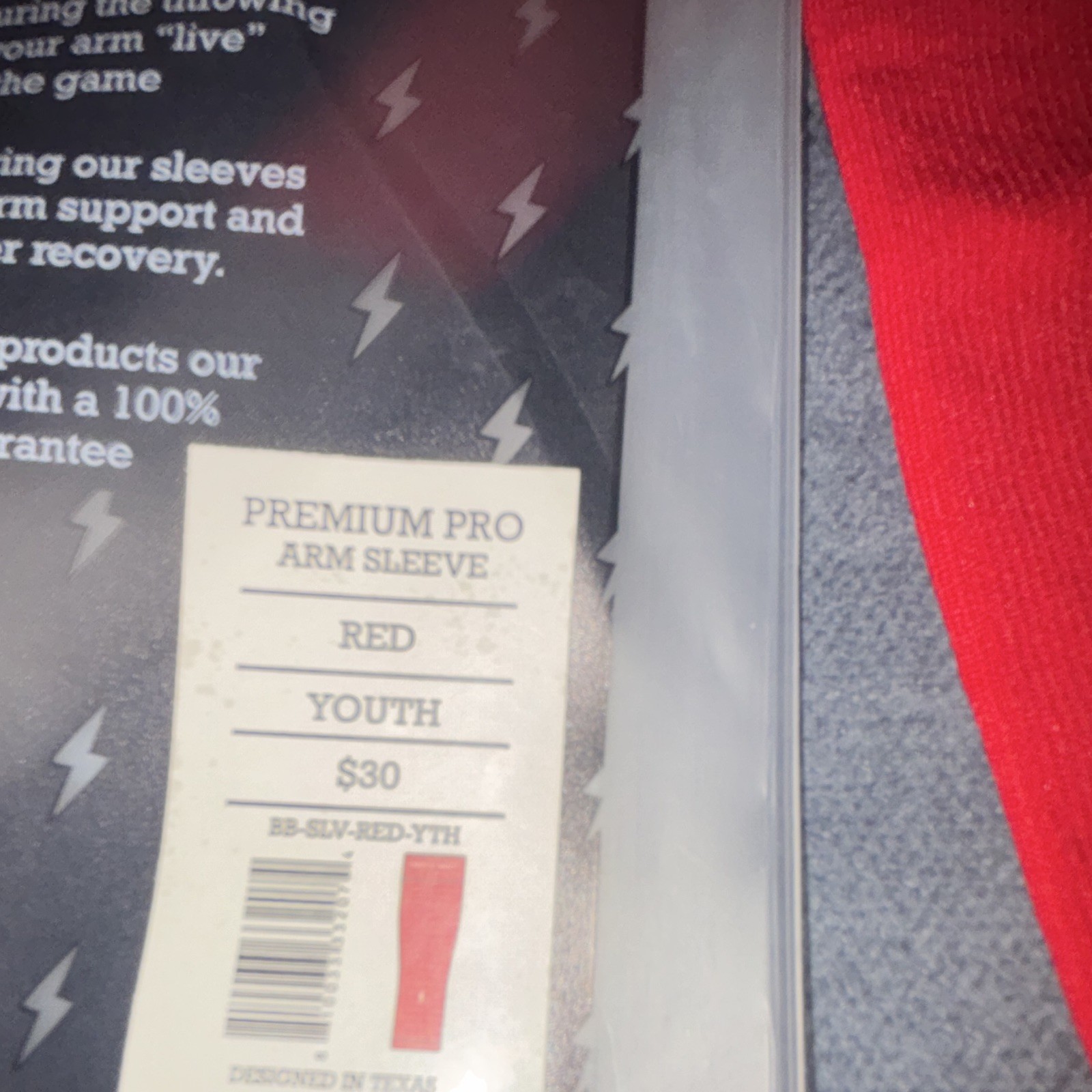 BRUCE BOLT Premium Pro Arm Compression Sleeve, Red Youth, never used