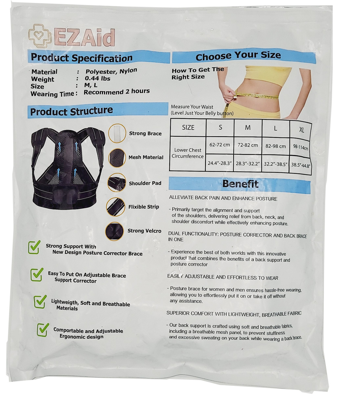 Posture Corrector for Women Comfortable Upper Back Brace Device (Open) New