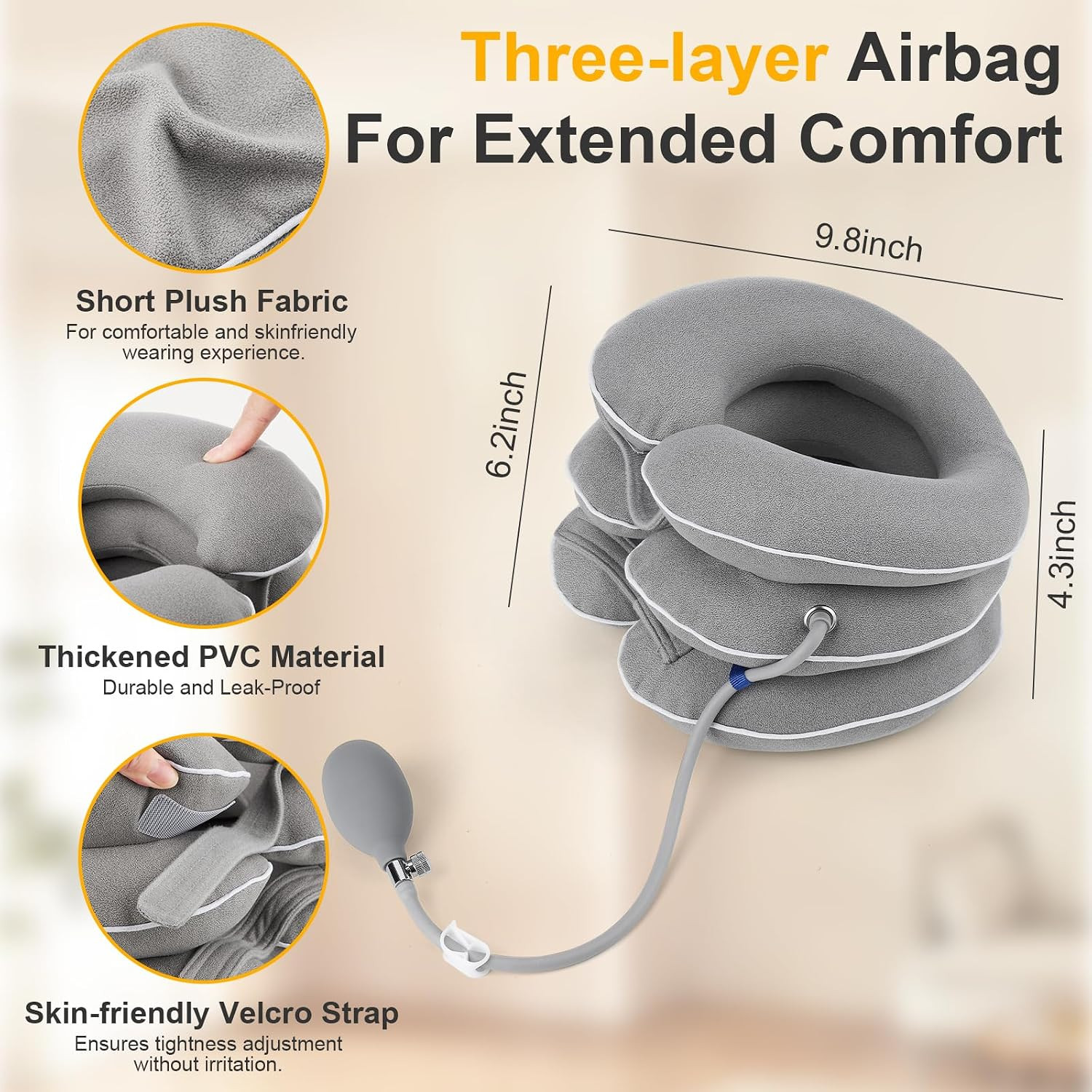 Inflatable Neck Stretcher Cervical Traction Device Adjustable Neck Support Brace