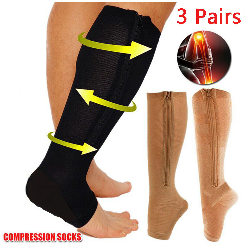 3pairs Socks For Compression Socks 20-30mmhg Men Women Circulation Recover Nylon
