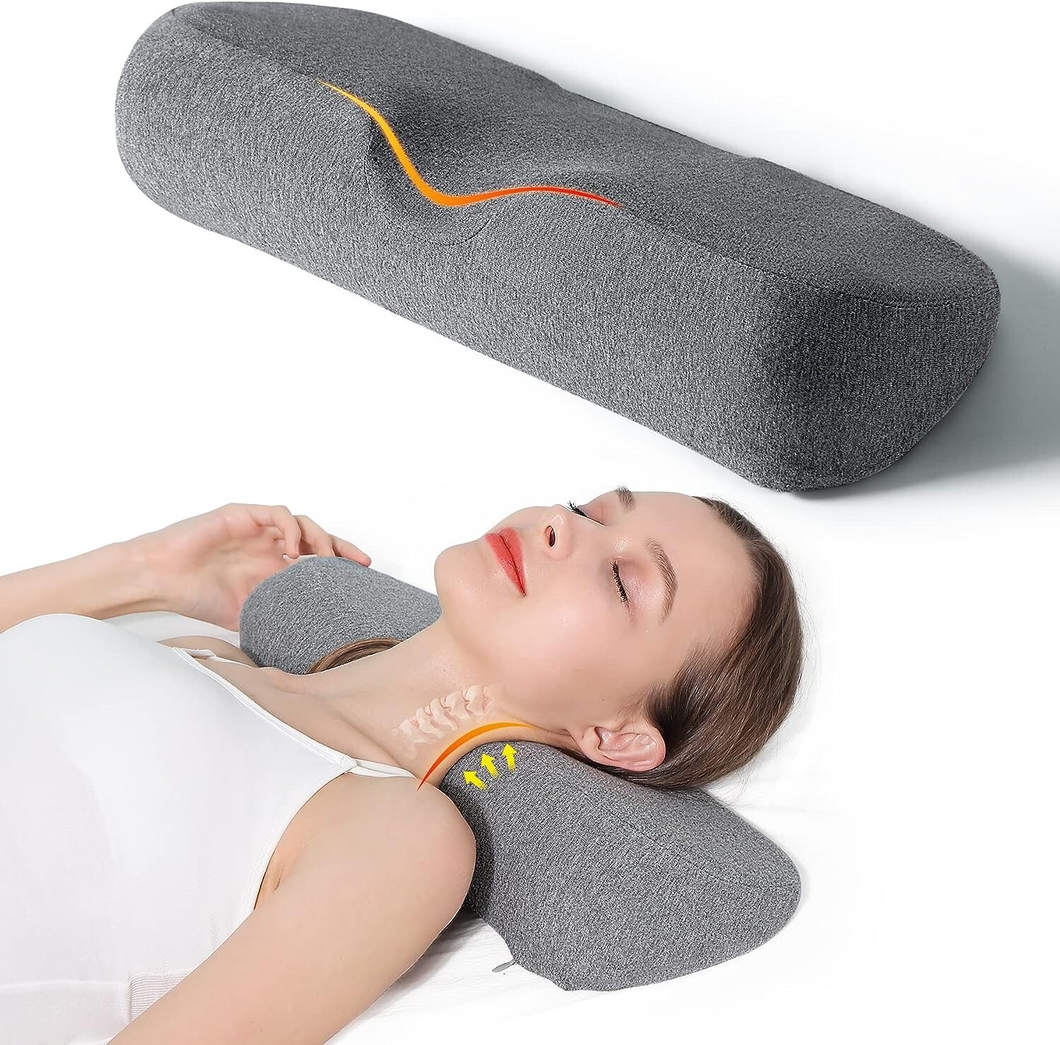 Therapeutic High-Density Memory Foam Cervical Neck Pillow – Dark Gray, 1 Pillow