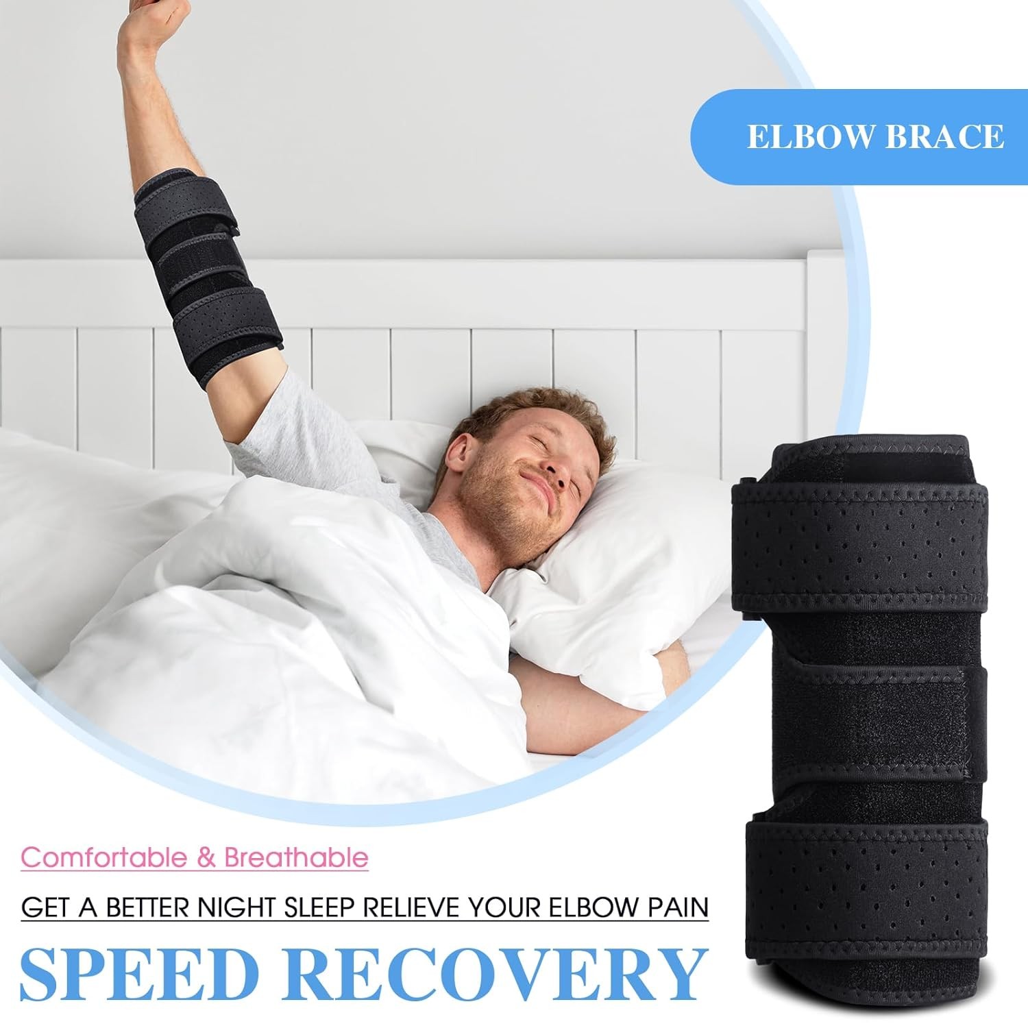 Elbow Brace, Elbow Splint for Cubital Tunnel Brace for Sleeping-Immobilizer for