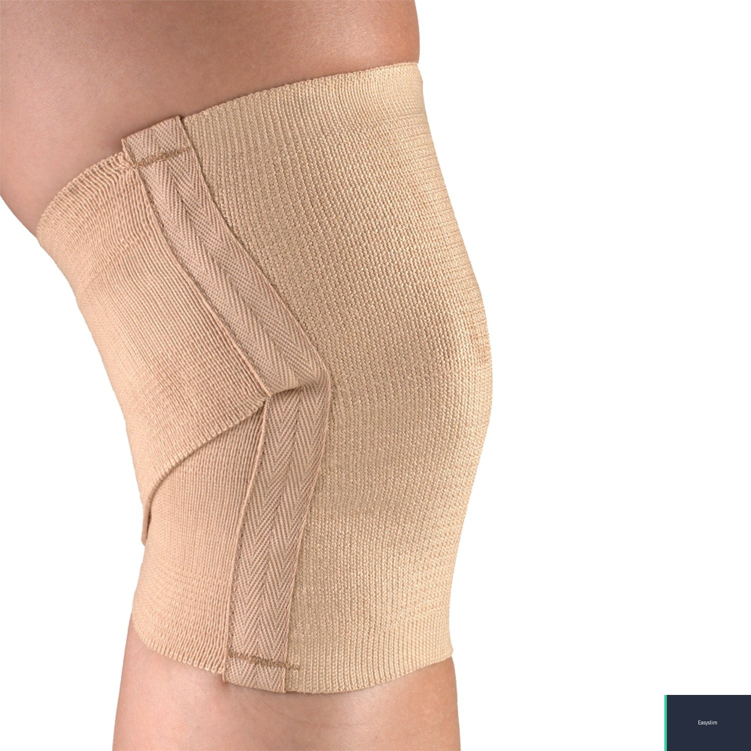 Knee Support Criss-Cross Knit Elastic Cotton Blend Beige XX-Large