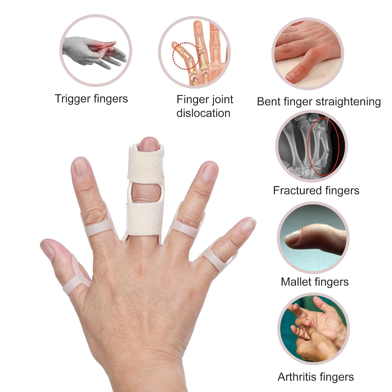 Oval Finger Splint 8 pcs and Trigger Finger Splints 2 pcs for Arthritis,Malle…