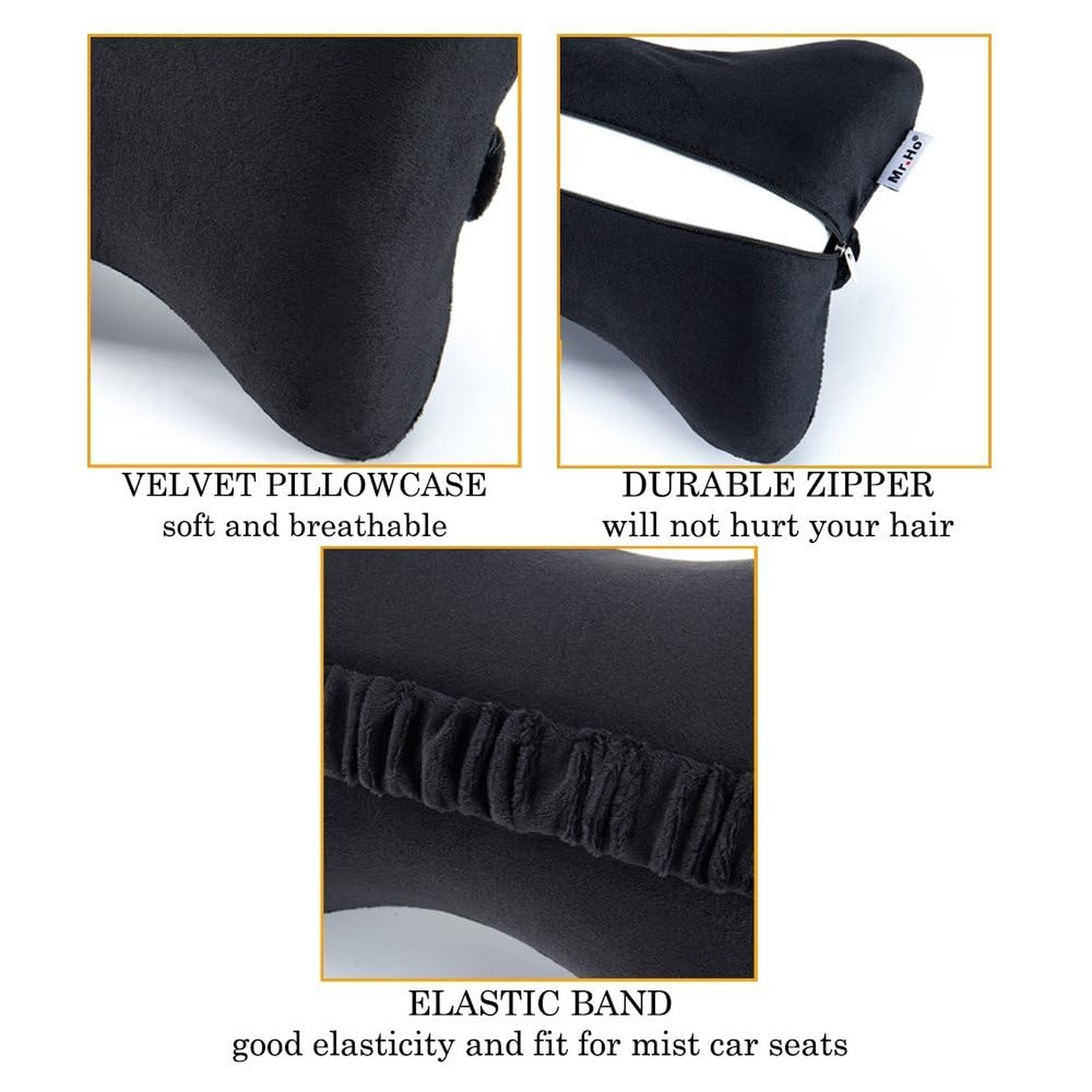 Car Memory Foam Neck Pillow with Premium Velour Washable Removable Pillow Cas…