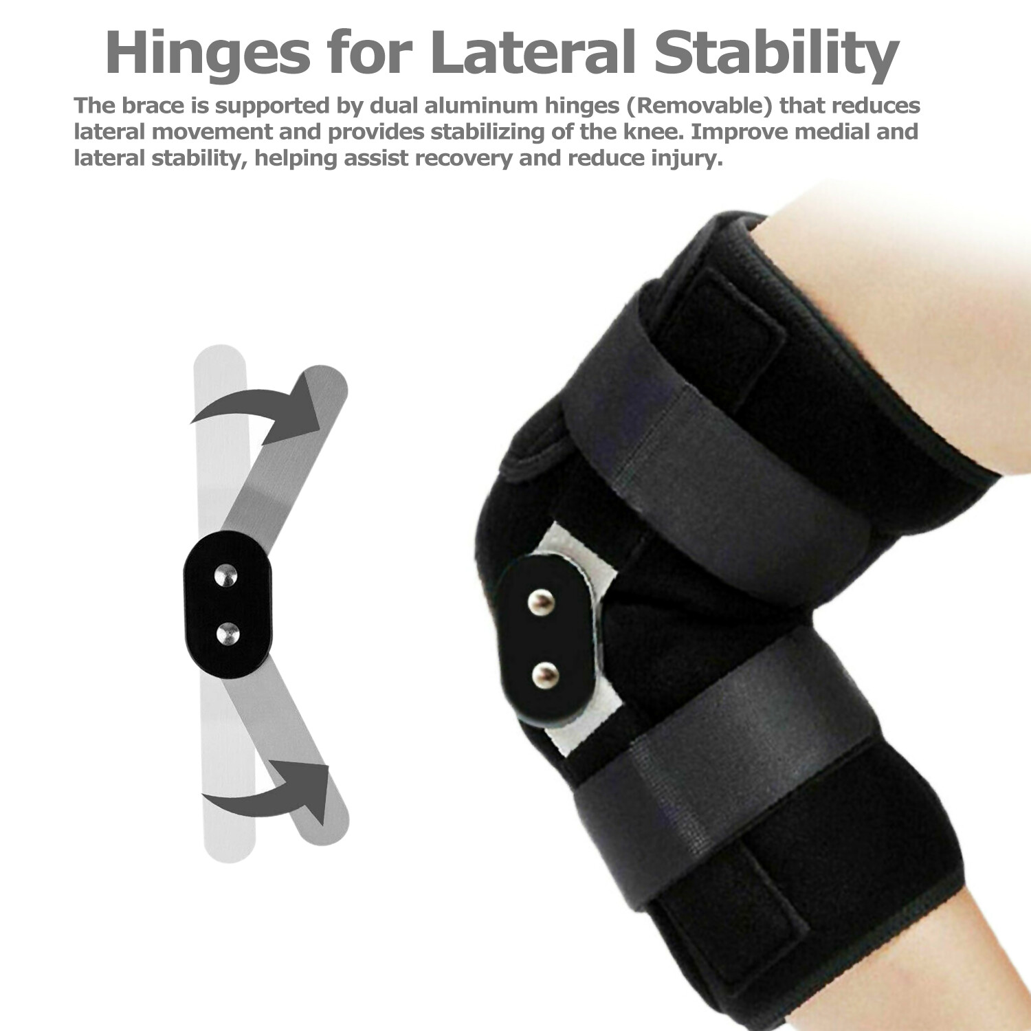 Knee Brace Hinged Compression Sleeve Joint Support Open Patella Stabilizer Wrap