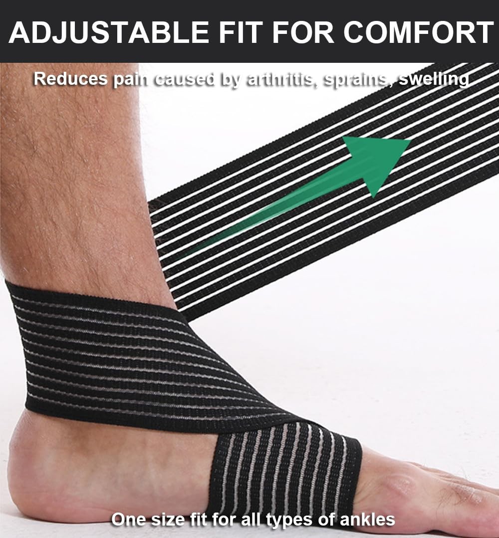 2 Pcs Ankle Compression Sleeve Braces Arch Support Wraps for Plantar Fasciitis