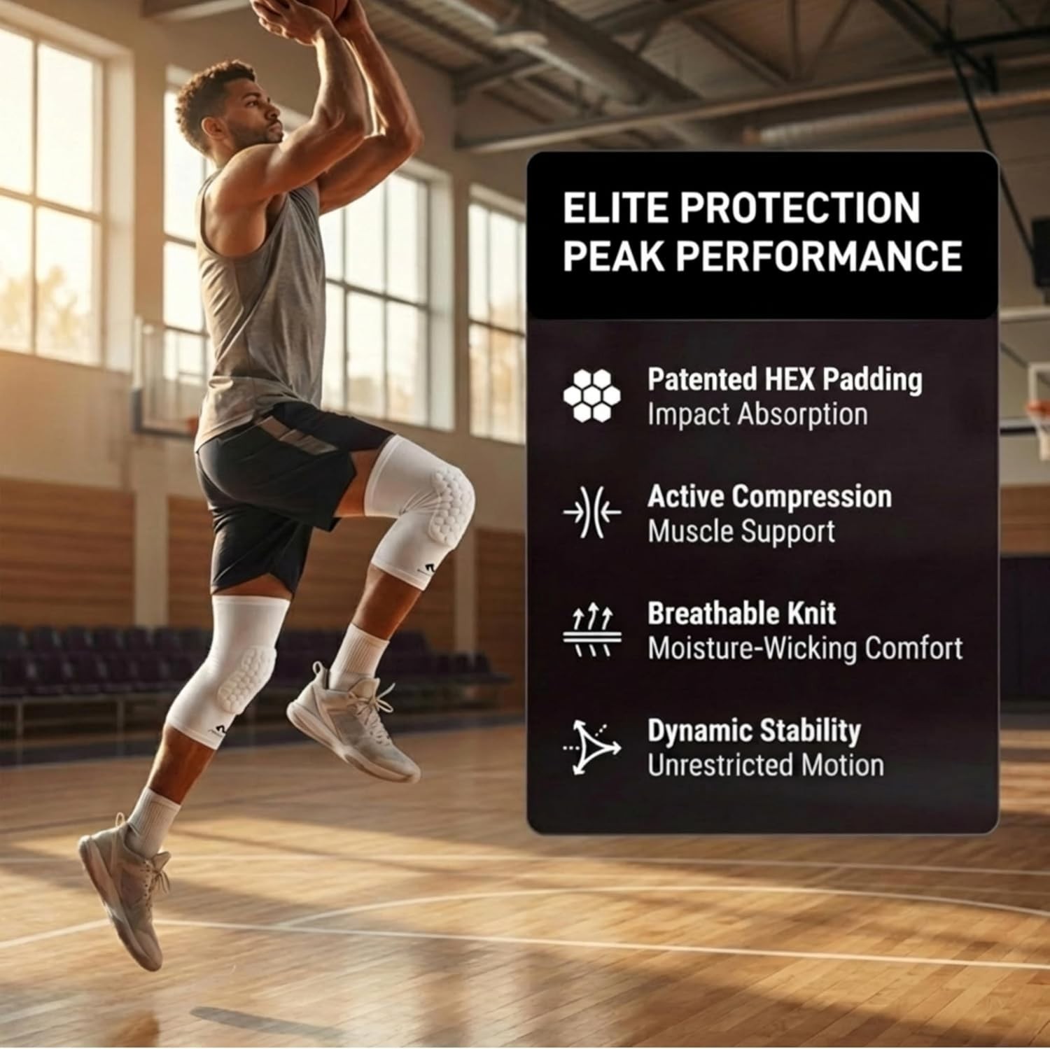 Ultimate Non-Slip Knee Compression Sleeves – Perfect for Basketball, Volleyball