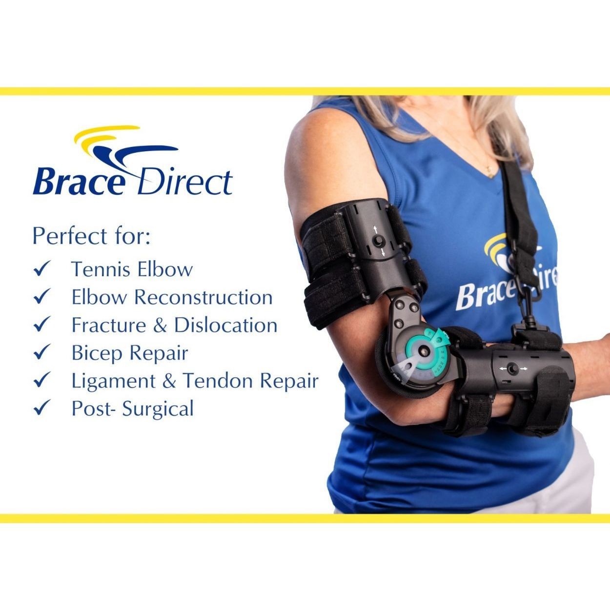 Adjustable Post-Op Rehabilitation ROM Elbow Brace with Shoulder Sling Stabilizer