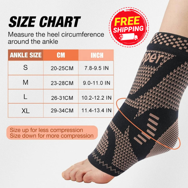 2Pcs Adjustable Copper Infused Ankle Support Compression Sleeve for Sports