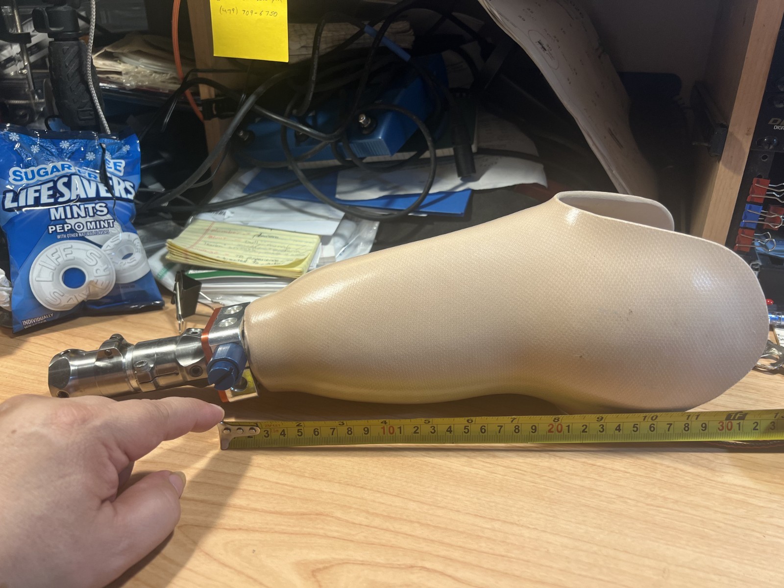 Prosthetic Socket with components. Right leg. Below Knee (BK). USED
