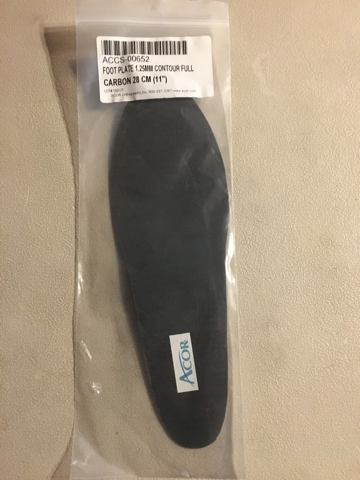 ACCS-00652 FOOT PLATE 1.25MM CONTOUR FULL CARBON 28.0CM (11.00″) LONG