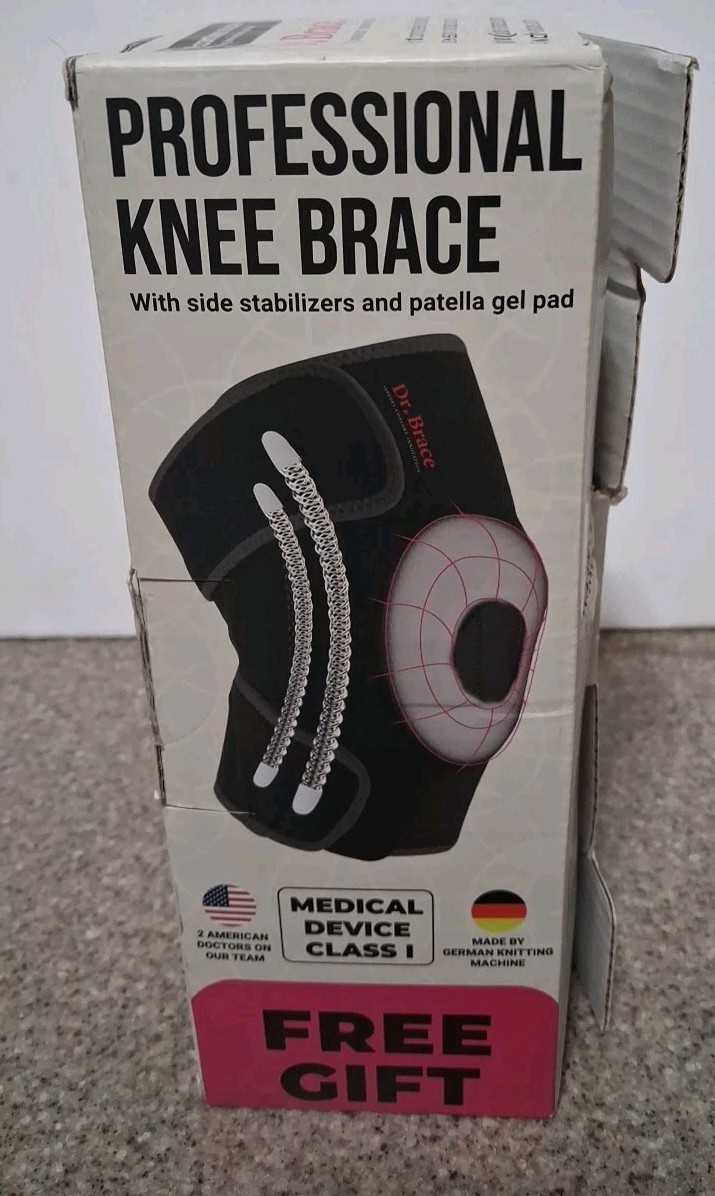 DR. BRACE ELITE Knee Brace with Side Stabilizers & Patella Gel Pads Size M Pink