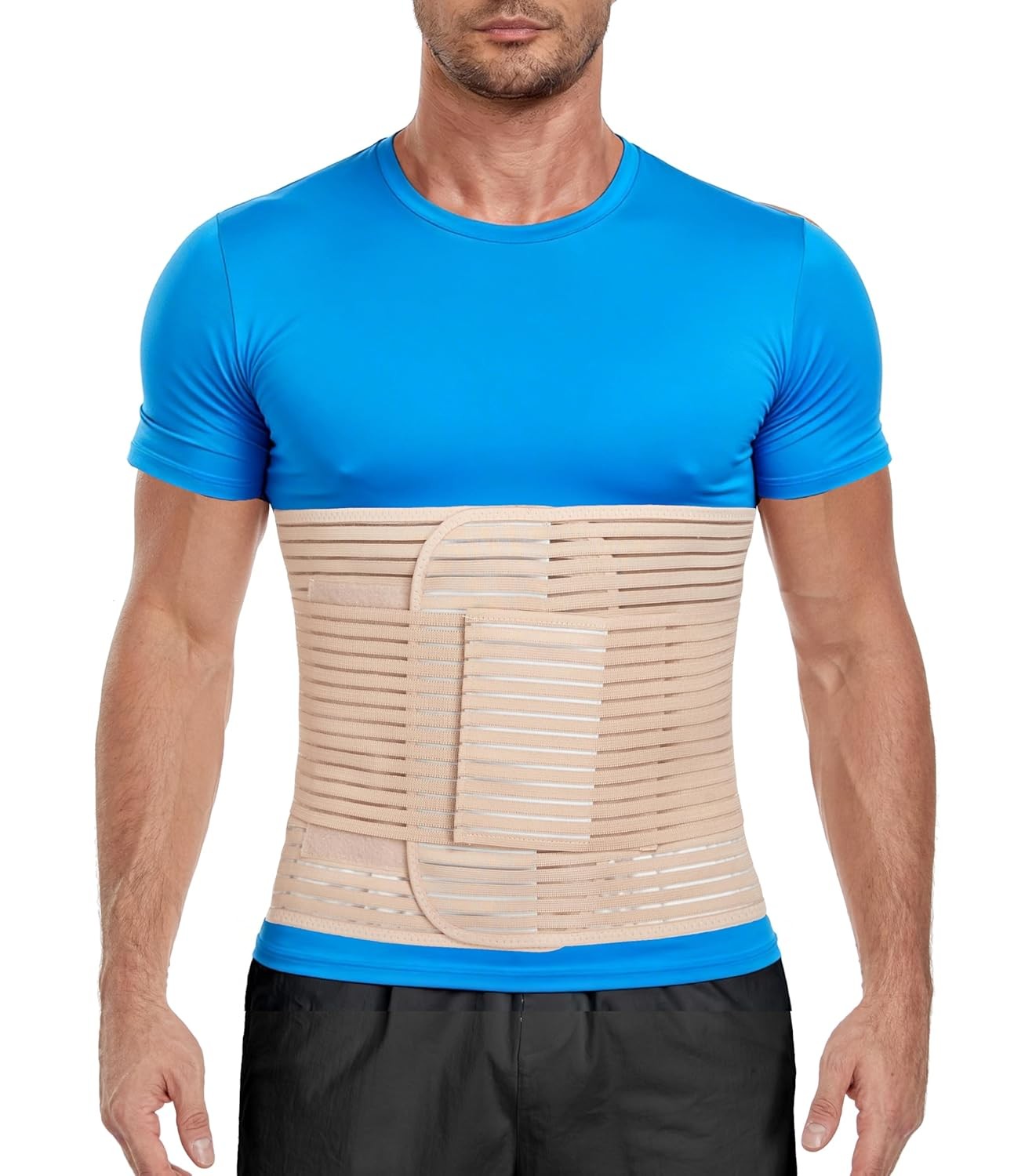 Abdominal Binder, 12-Inch Wide Elastic Belly Wrap for Plus Size Men and Women, A