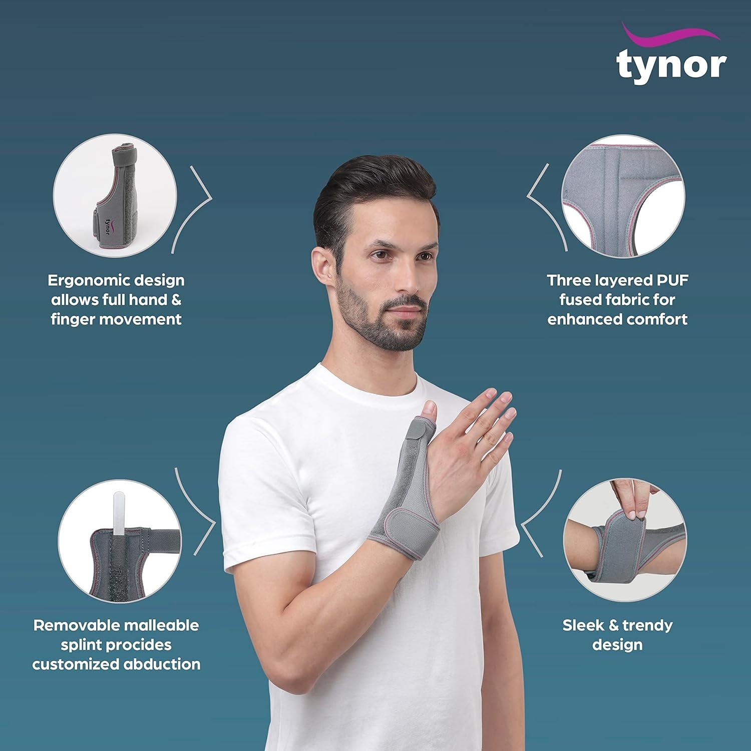 TYNOR Thumb Spica Splint Support Immobilization for Injury Arthritis Tendon Brac
