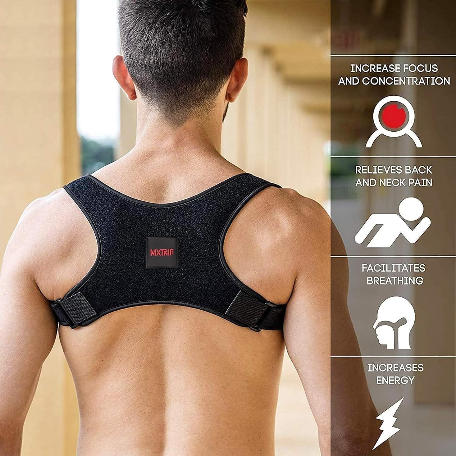 Neoprene Posture Support Brace for Men & Women – Adjustable & Durable Medium Fit