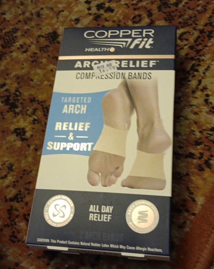 Copper Fit Copper Infused Arch Relief COMPRESSION BANDS One Size Unisex BNIB