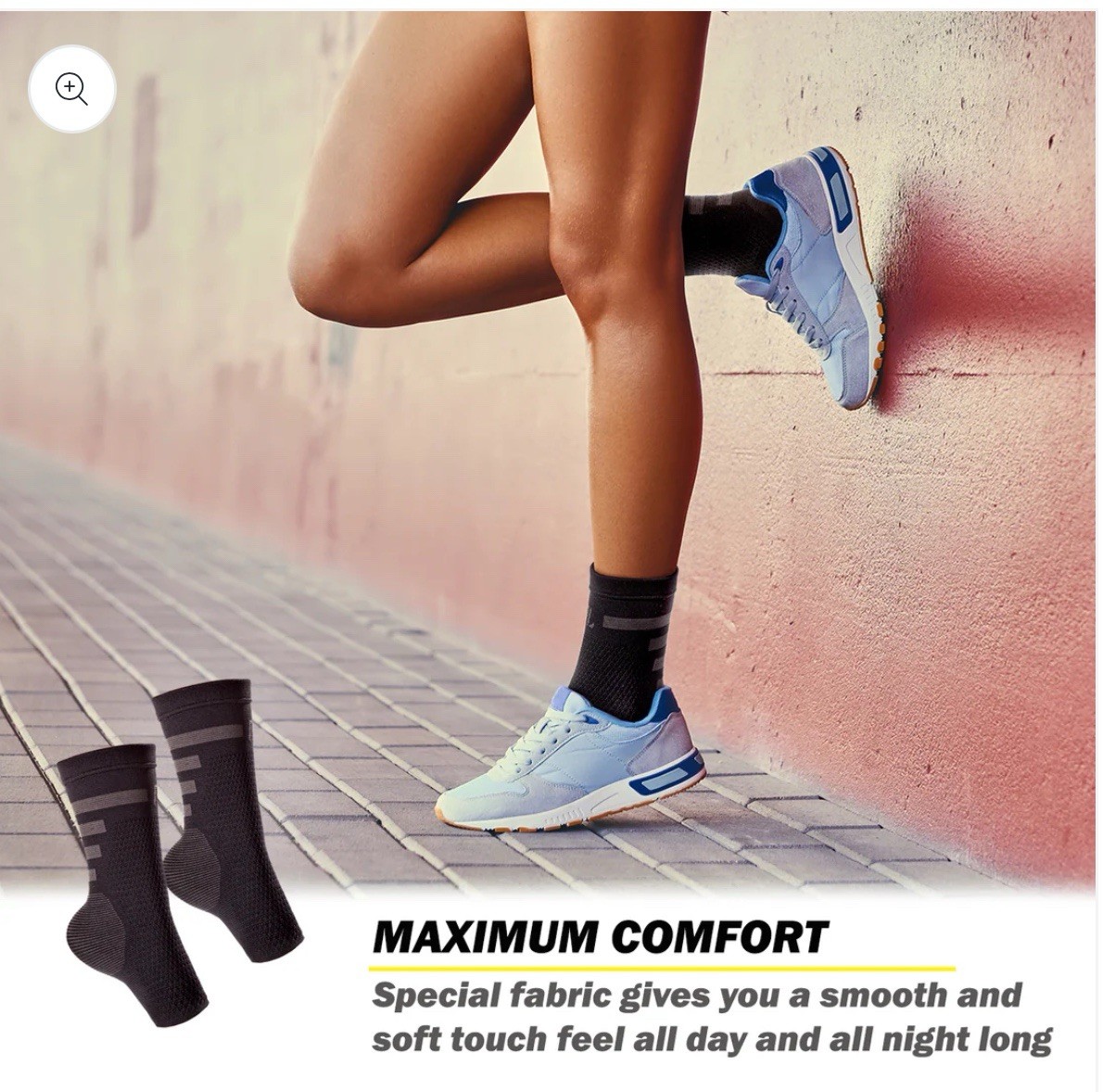 PowerLix Ankle Compression Brace Unisex Size L Black Plantar Injury Recover