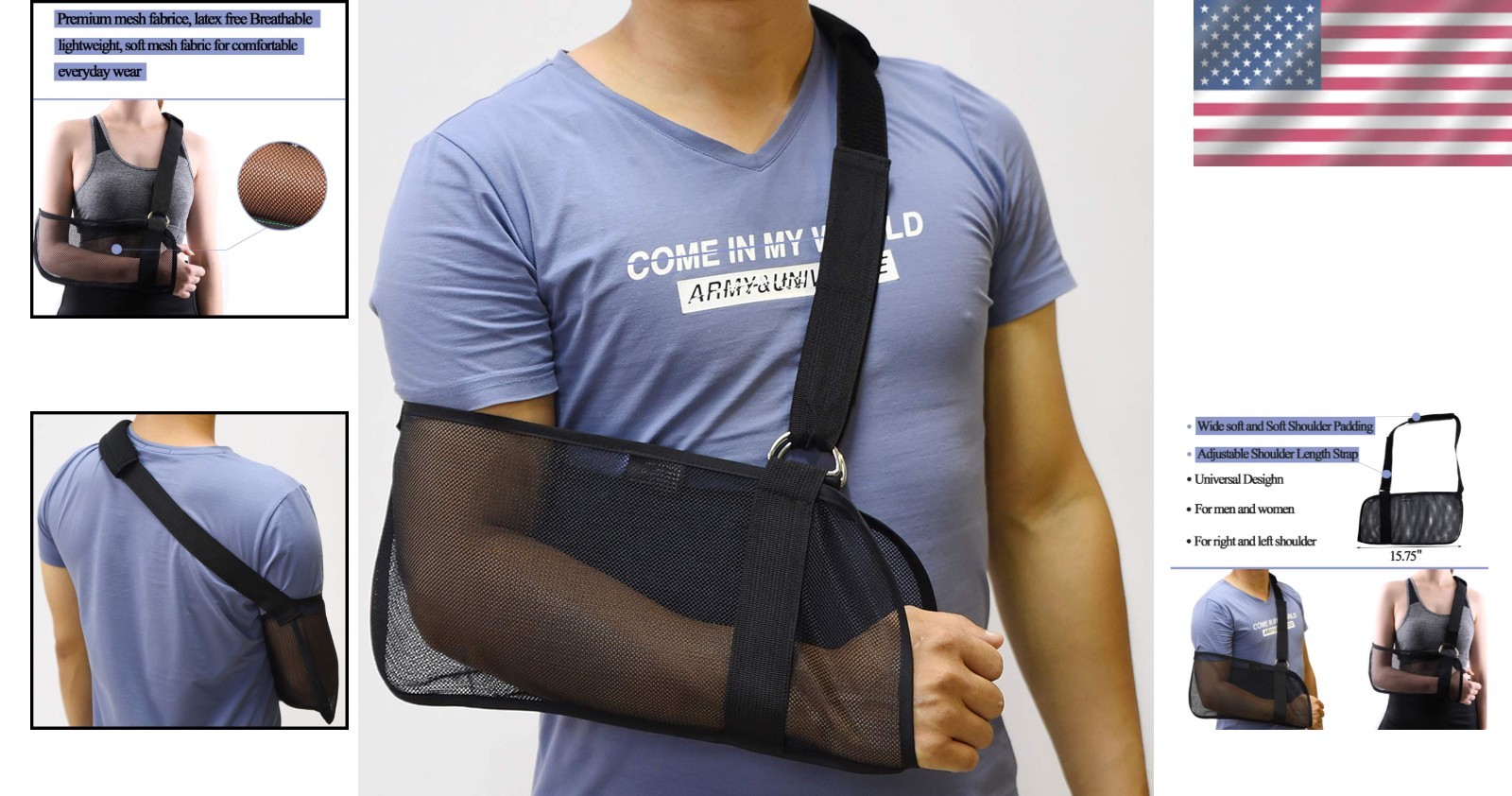 Waterproof Breathable Arm Sling – Adjustable Mesh Support for Shower & Recovery