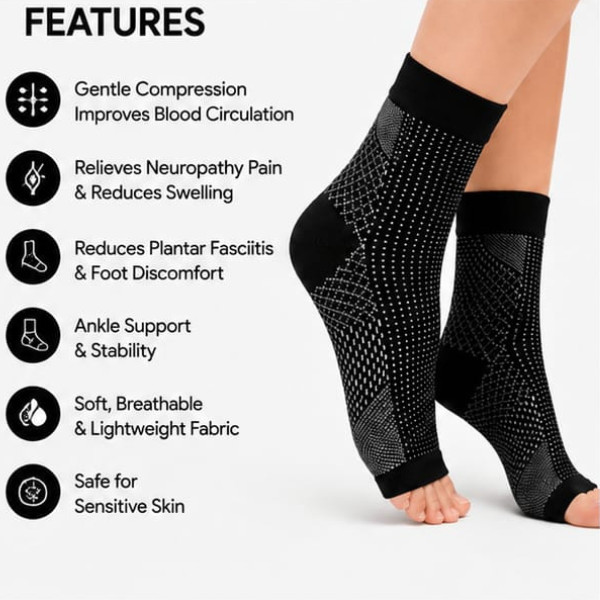 1 Pair Compression Toeless Socks Ankle Support Plantar Fasciitis Foot Relief