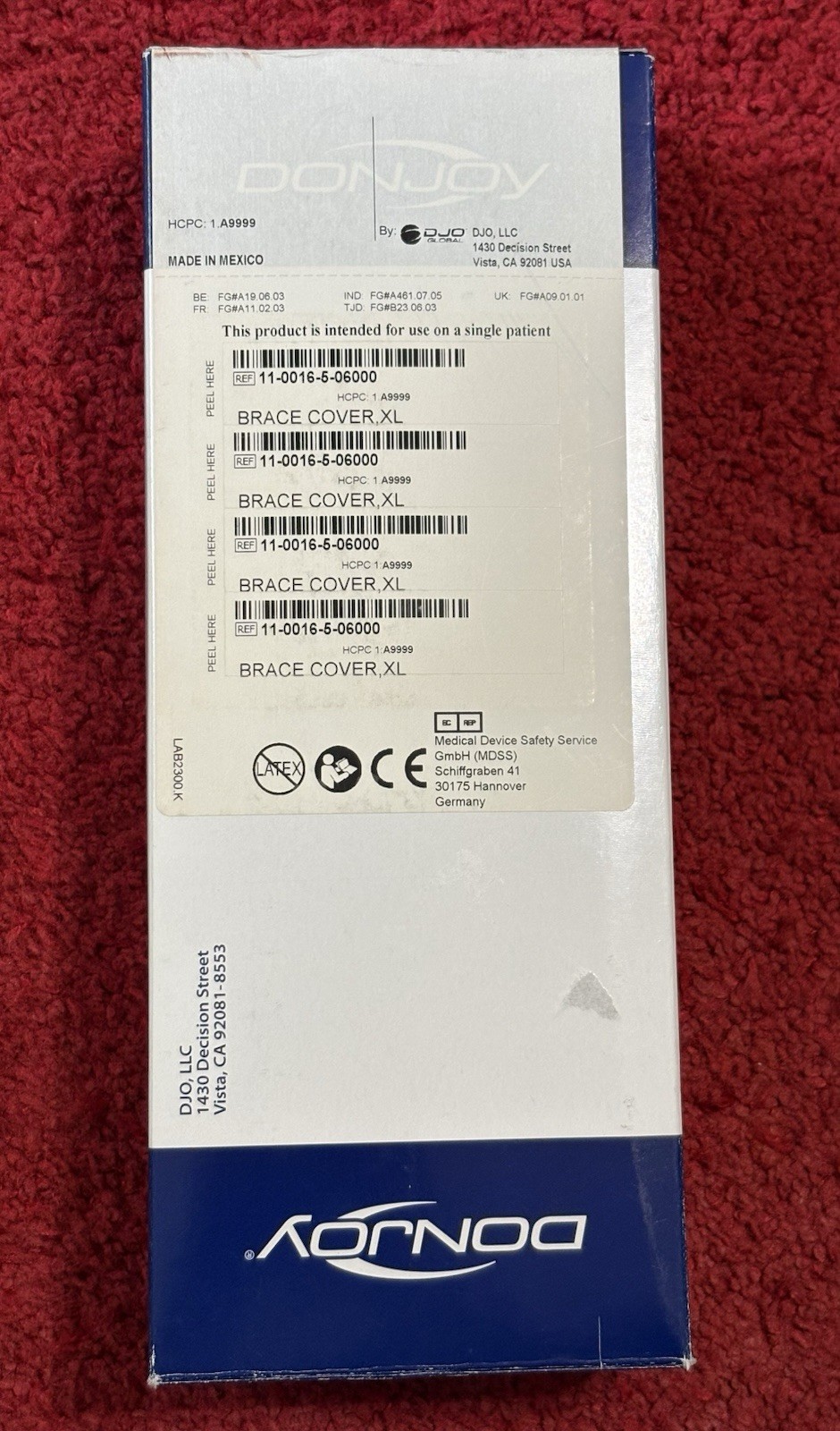 DonJoy REF 11-0016-5-06000 Knee Brace Cover size XL New