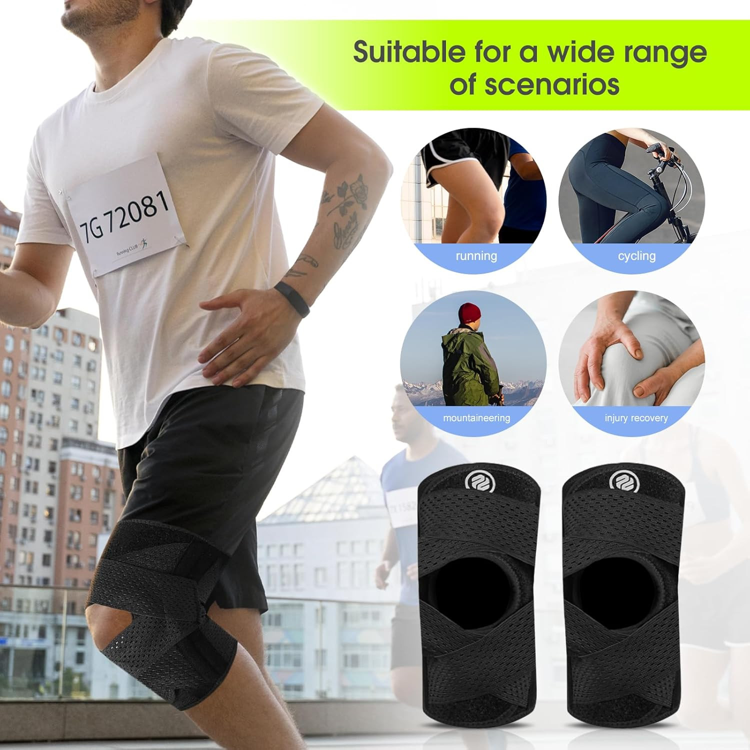 Knee Brace for Women & Men Breathable Compression Knee Support with Side Stab