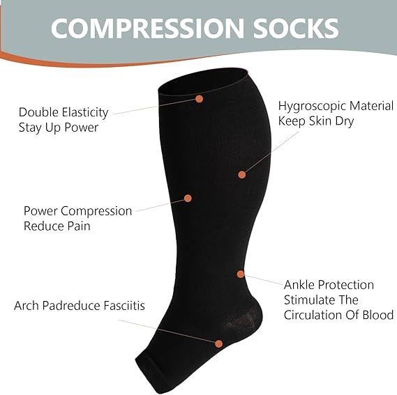 Premium Plus Size Compression Socks for Men Women Cycling Toeless Sport Socks