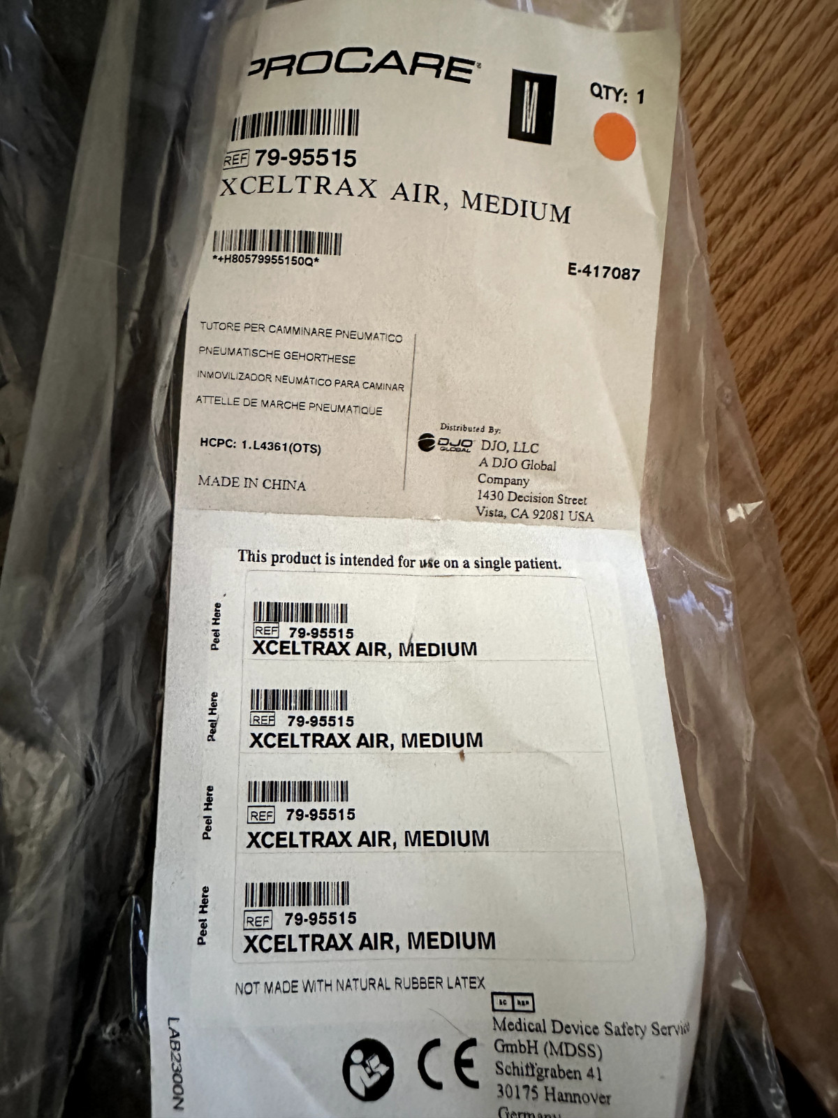 ProCare XcelTrax Air Medium 79-95515 17″ Tall Walker Brace Air Pump Up Boot New