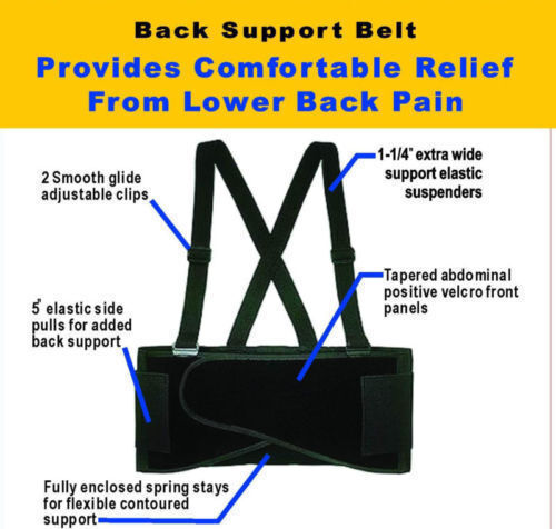 Weight Lift Lumbar Back Waist Support Belt Brace Suspenders XL: waist 37″-44″