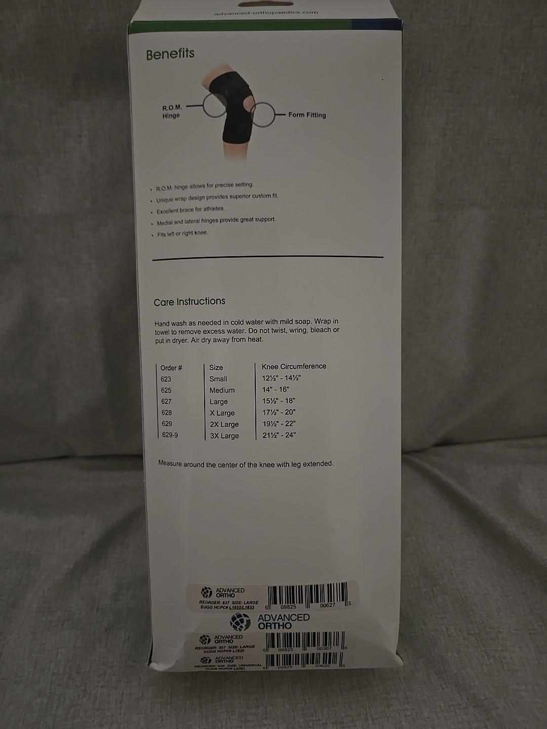 Advanced Ortho Min-Knee Hinged Knee Brace 627 & Sport Sleeve Support 307 LARGE