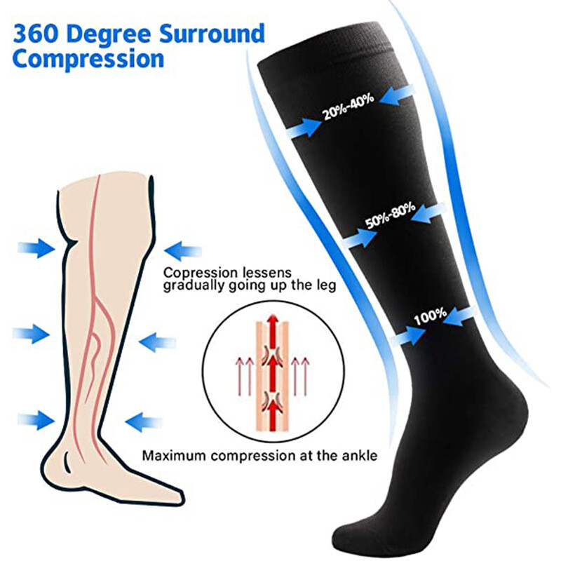 3 Pair Compression socks 20-30 mmgh mercury Socks Hi-Solid Support Stockings USA
