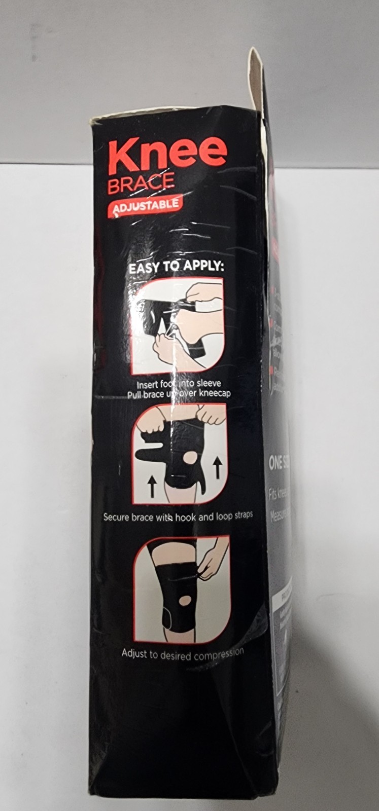 Equate Adjustable Knee Brace, Compression Support, Black, One Size
