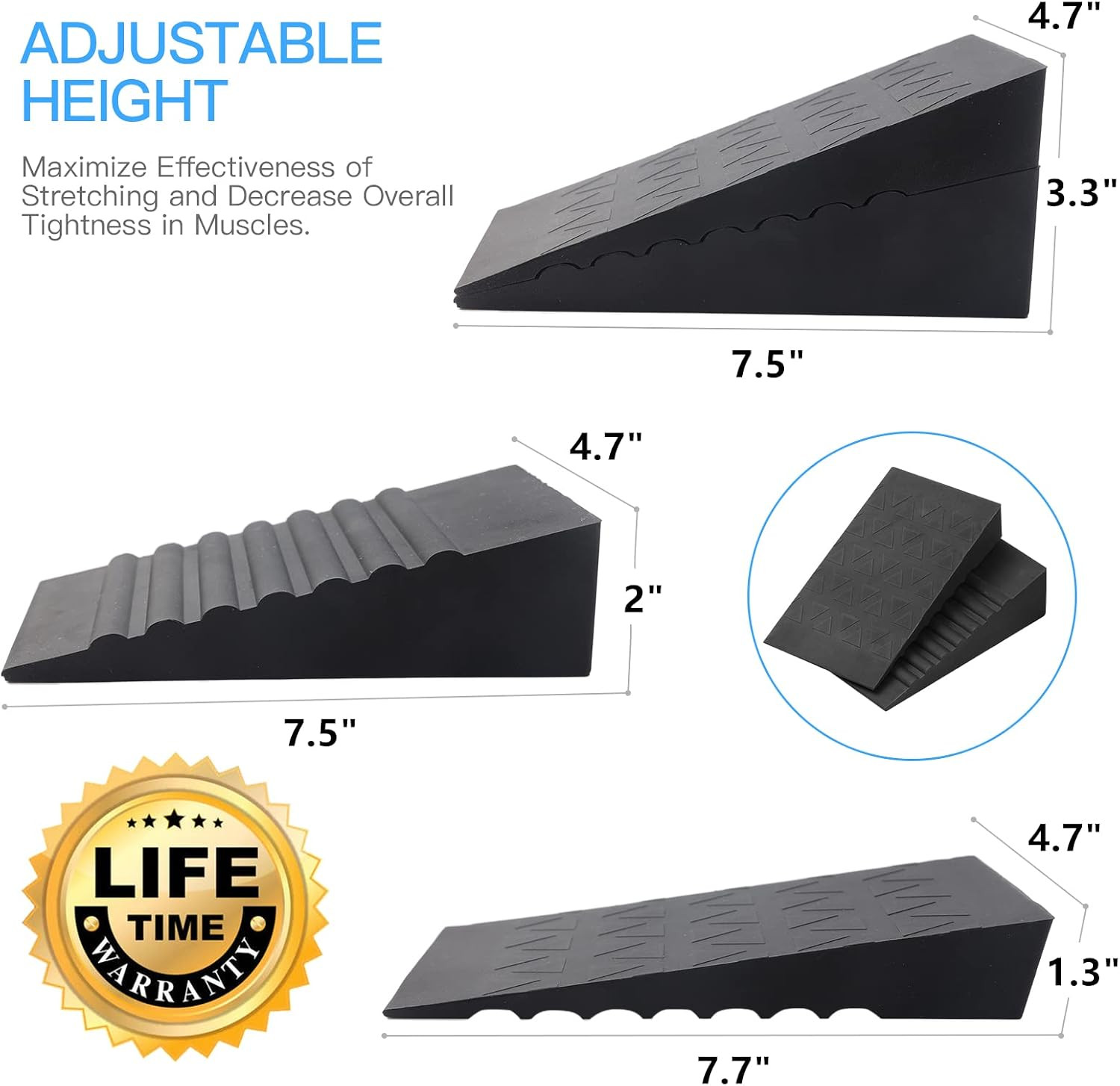 Squat Wedge Height Adjustable Slant Board for Heel Elevated Squats Calf Stretche