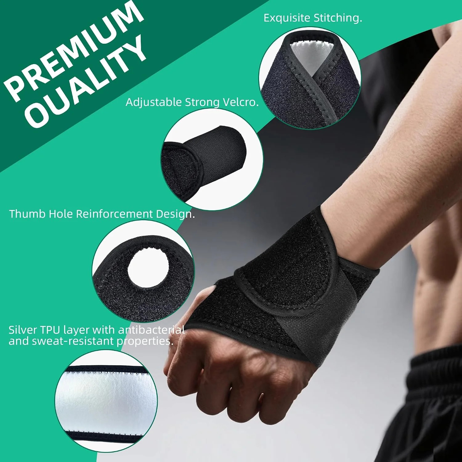 Wrist Brace Hand BraceWrist Support Brace with Silver TPU Lining, Adjustable Wri