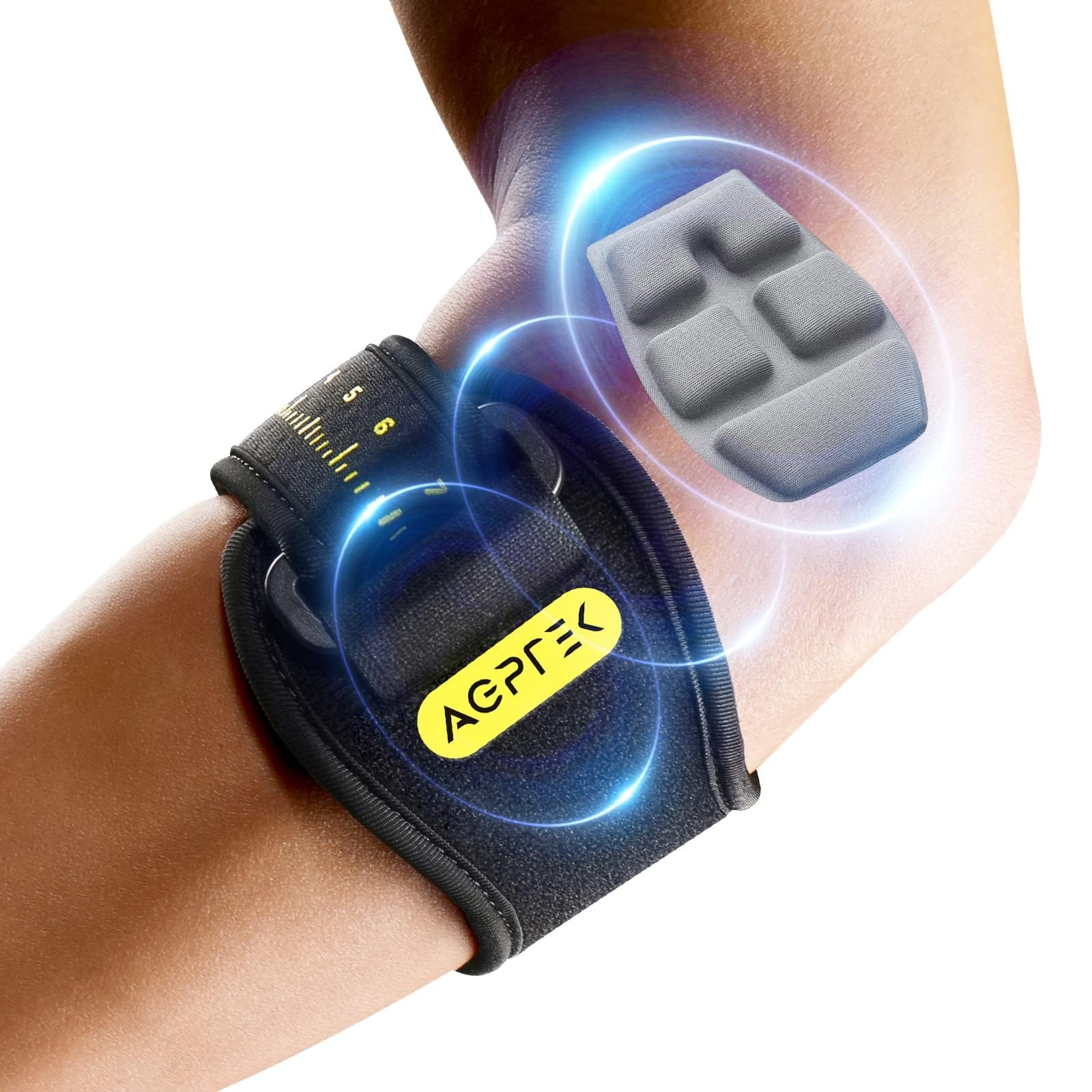 AGPTEK 3D Air Cushion Elbow Brace for Tendonitis and Tennis One Size, Yellow