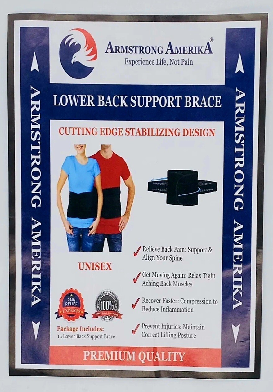NEW! Armstrong Amerika Back Brace Unisex Size L 39 to 44 inches.