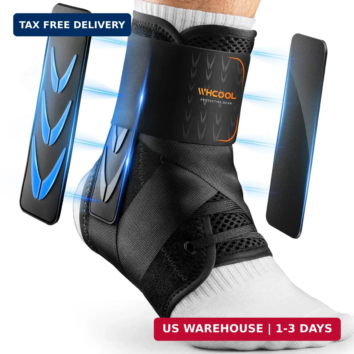 Slim-Fit Ankle Brace for Sprained Ankle, Quick Lace Up Ankle Support for Women M