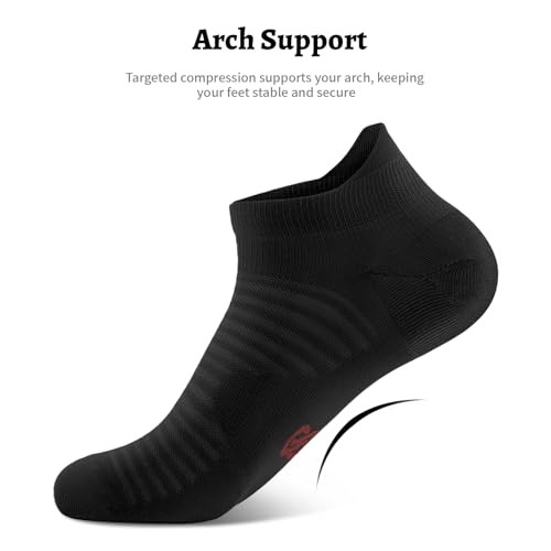 Compression Running Ankle Socks (6 Pairs) for Men Large-X-Large Black (6 Pairs)