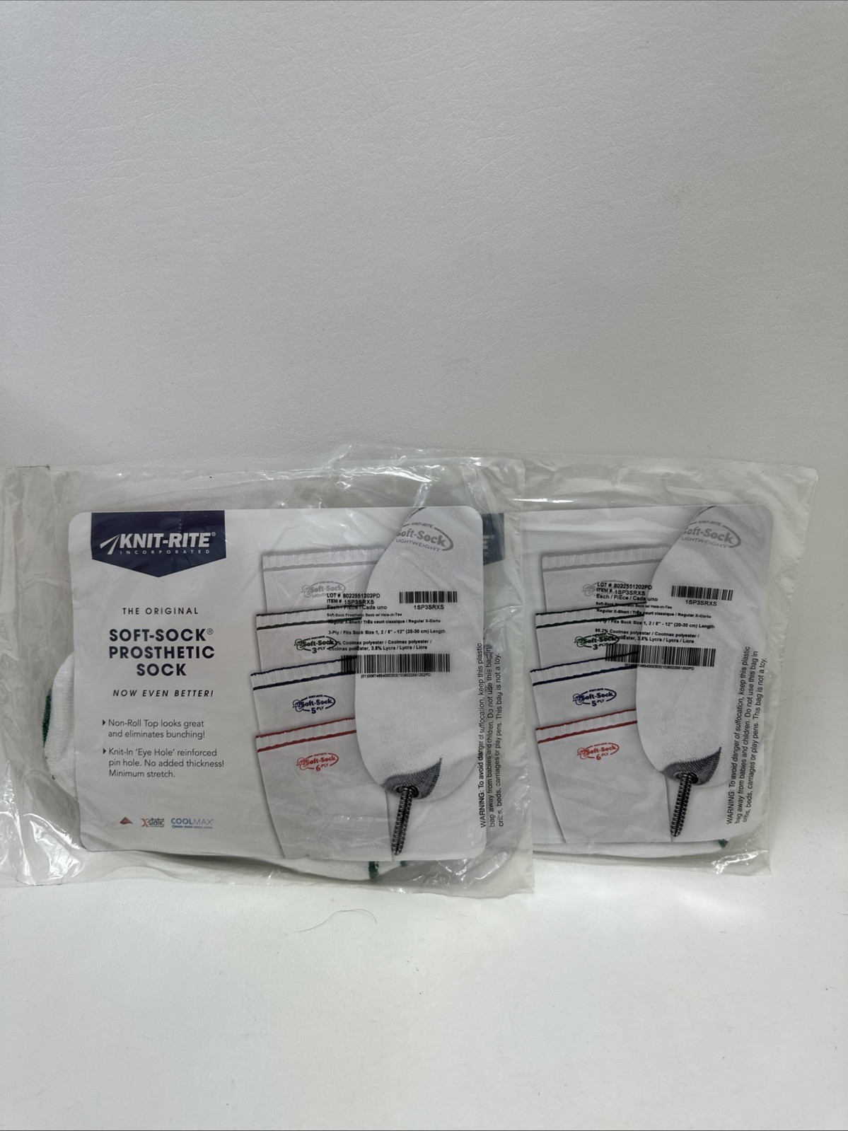 Knit-Rite SOFT SOCK Prosthetic Sock – Fits #1, #2 x 8”- 12” 1SP3SRXS Reg X Short