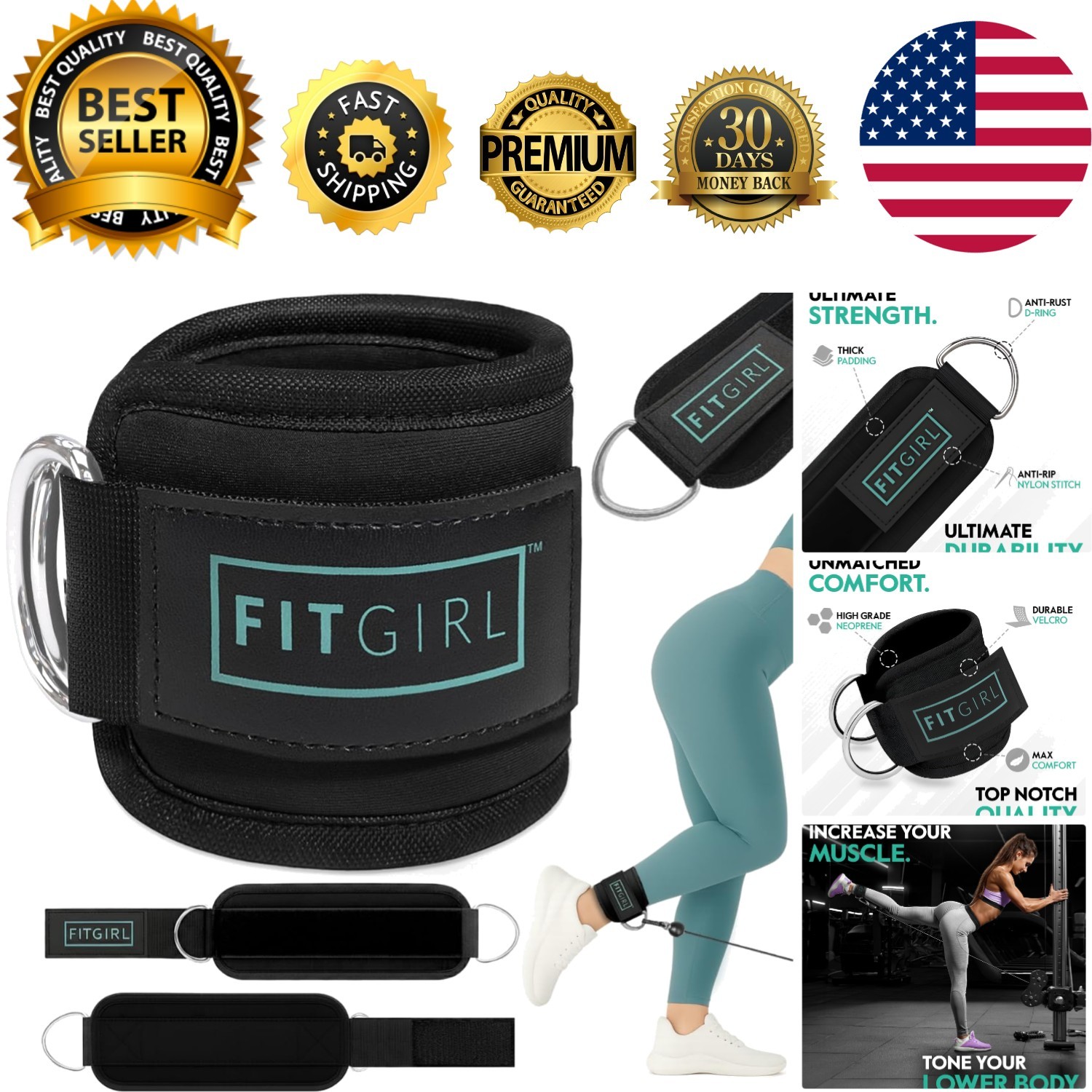Luxury Neoprene Ankle Strap for Cable Machines – Stylish & Comfortable Fit